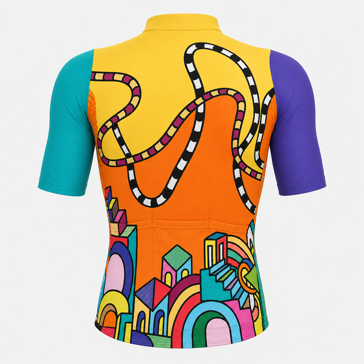 Abstract City Pattern Cycling Jersey