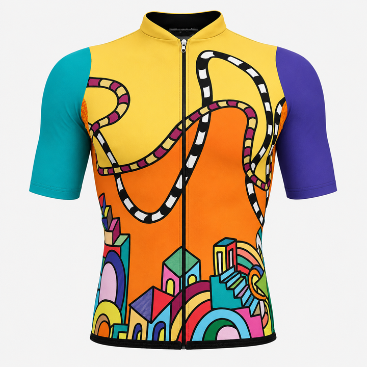 Abstract City Pattern Cycling Jersey
