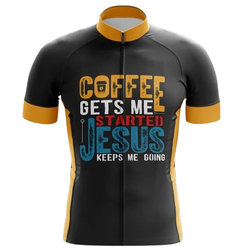 Coffee Gets Me Started, Jesus Keeps Me Going Cycling Jersey