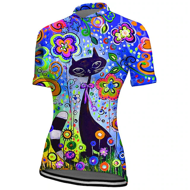 Colorful Short Sleeve Cycling Jersey For Women