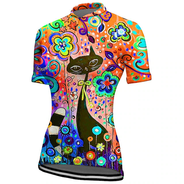 Colorful Short Sleeve Cycling Jersey For Women