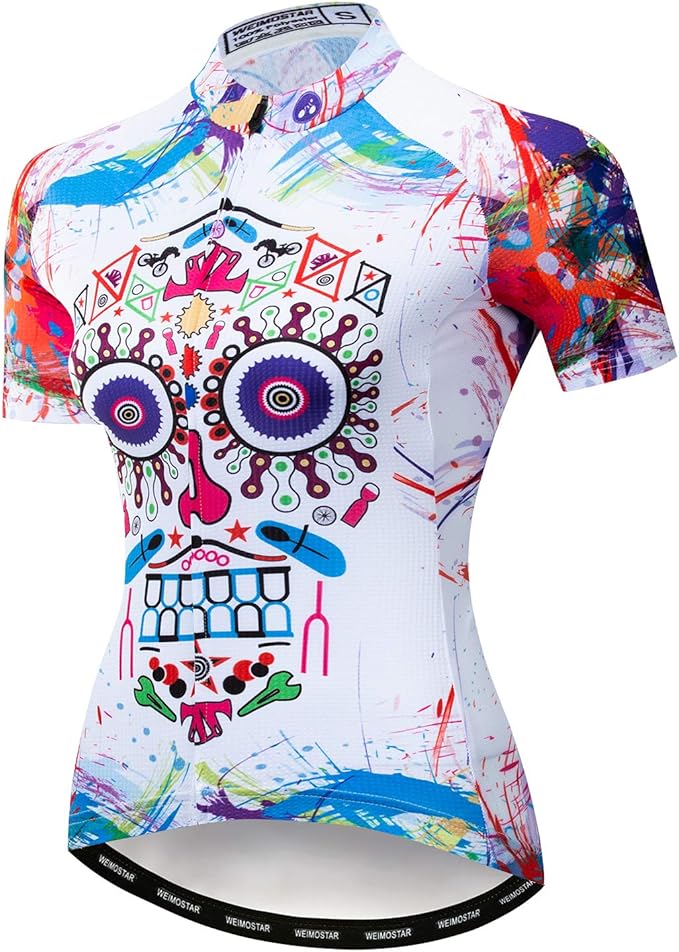 Women’s Color Splash Skull Cycling Jersey