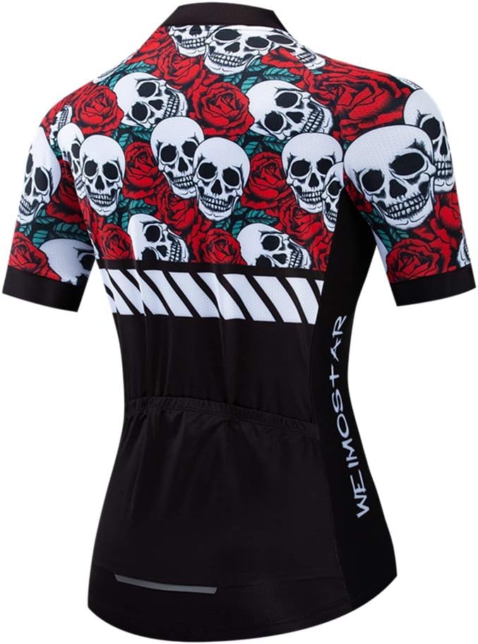 Women’s Crimson Rose Skull Cycling Jersey