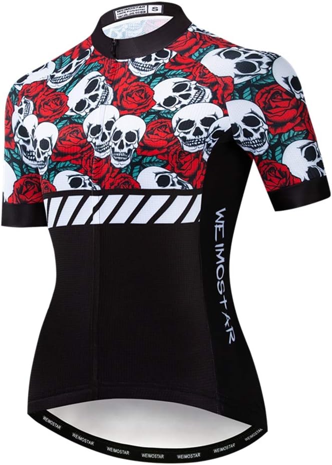 Women’s Crimson Rose Skull Cycling Jersey