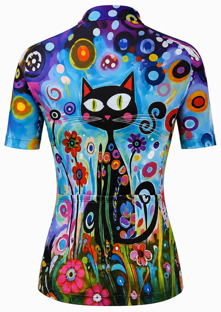 Women’s Cat & Flower Quick-Dry Cycling Jersey