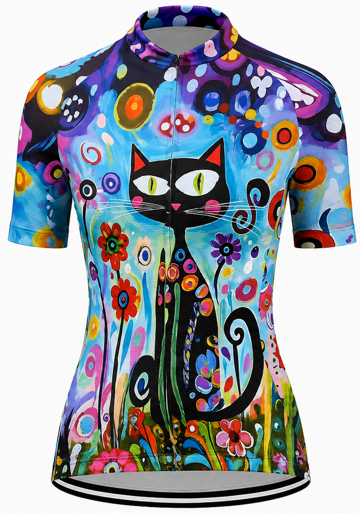 Women’s Cat & Flower Quick-Dry Cycling Jersey