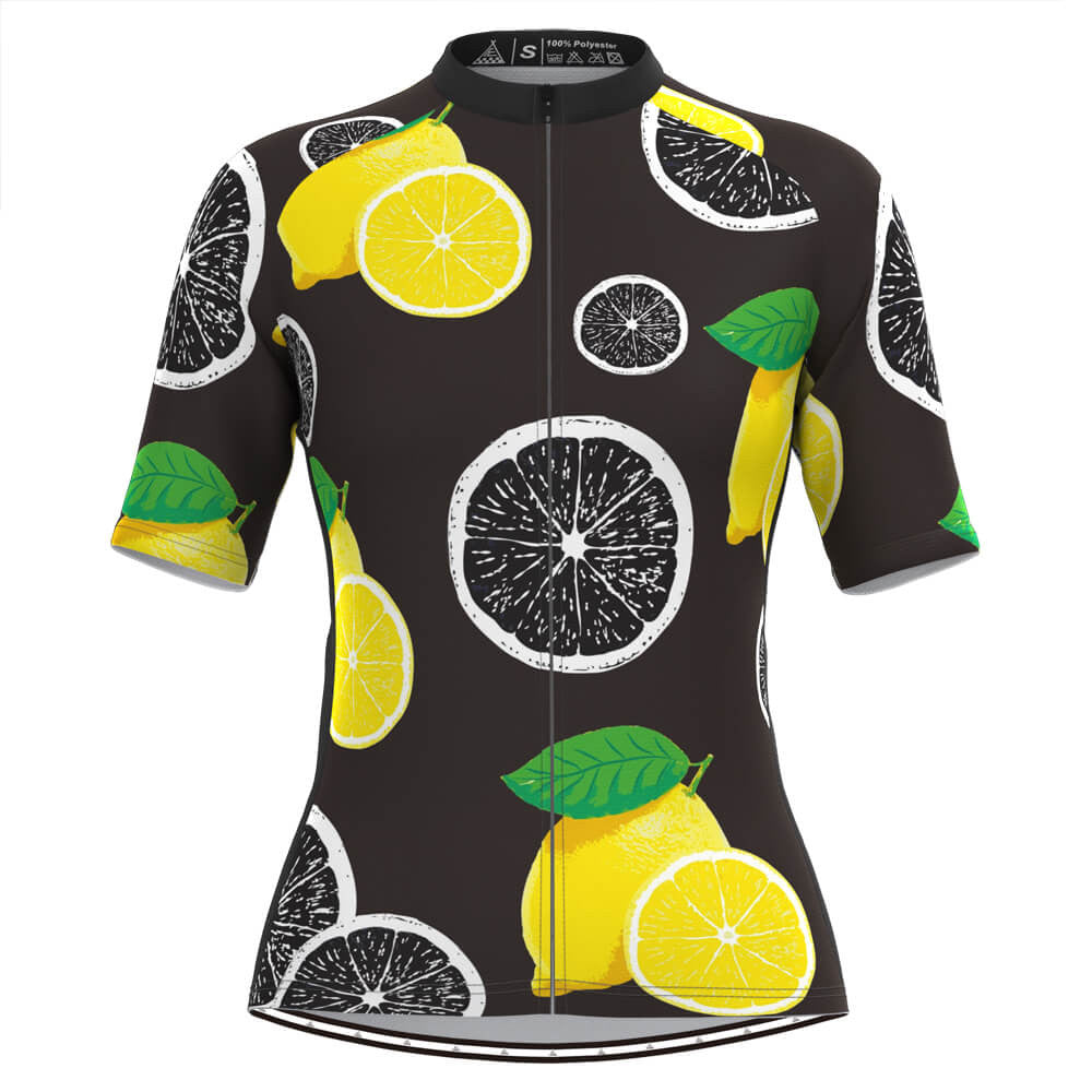 Women’s Lemon Fruit-Print Cycling Jersey