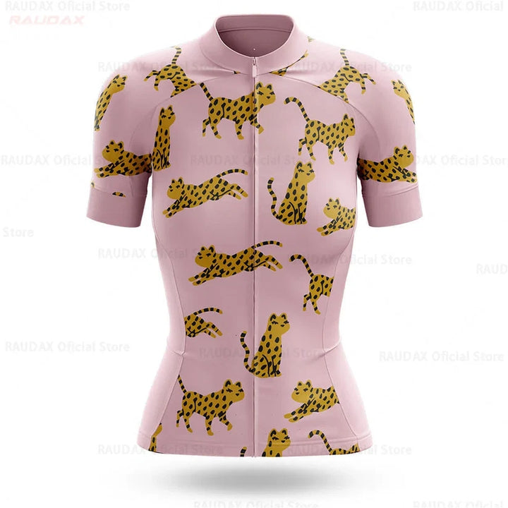 Women’s Pink UV-Protective Cycling Jersey & Shorts Set