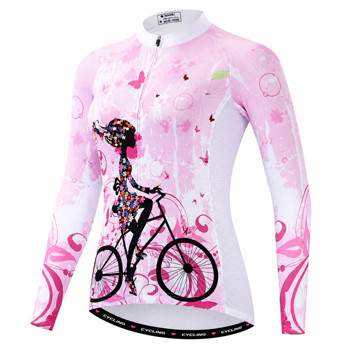 Women’s Pink Floral Bicycle Cycling Jersey