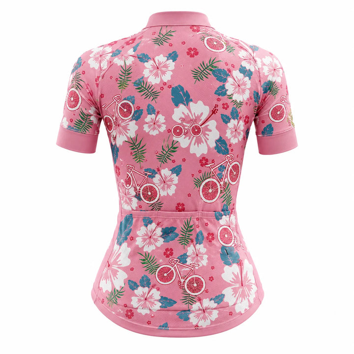 Women’s Pink Aloha Floral Cycling Jersey