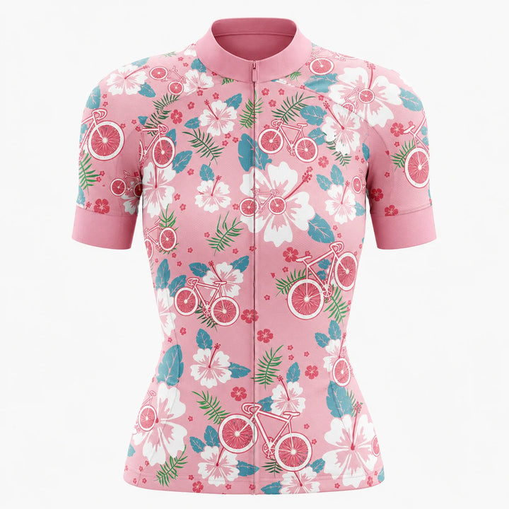 Women’s Pink Aloha Floral Cycling Jersey