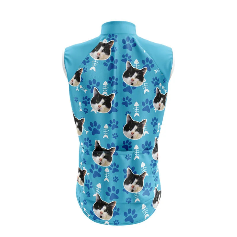 Custom Face Cat Blue Club-Fit Cycling Jersey