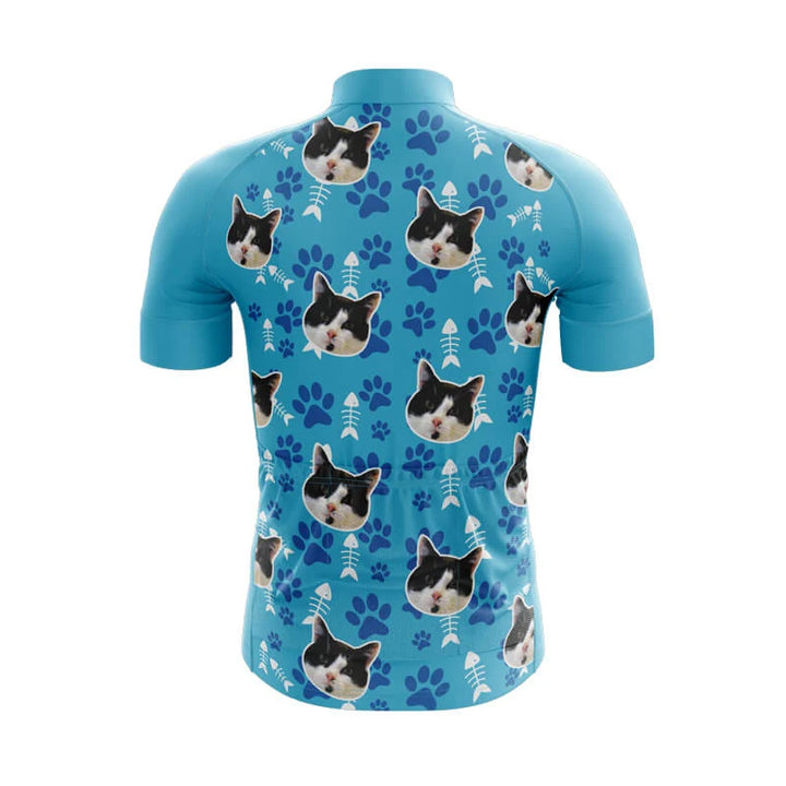 Custom Face Cat Blue Club-Fit Cycling Jersey