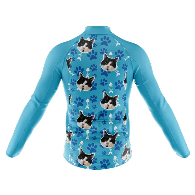 Custom Face Cat Blue Club-Fit Cycling Jersey