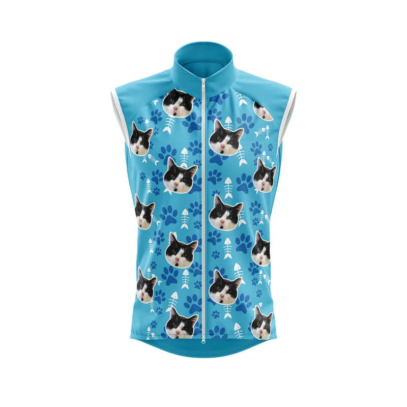 Custom Face Cat Blue Club-Fit Cycling Jersey