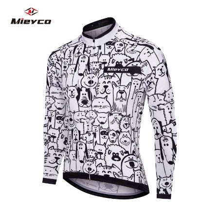 White Cat 5D Gel Winter Cycling Jersey Set Long Sleeve