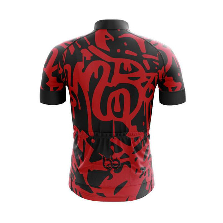 Red & Black Graffiti Club-Fit Cycling Kit