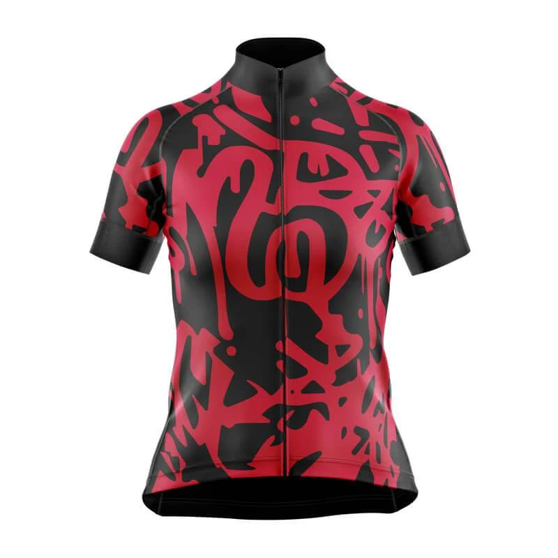 Red & Black Graffiti Club-Fit Cycling Kit