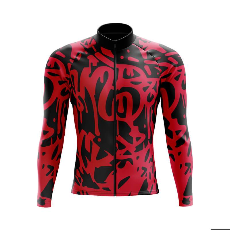 Red & Black Graffiti Club-Fit Cycling Kit
